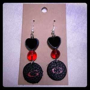 Genuine leather handmade earrings with jewels